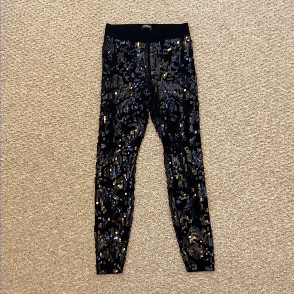 BLACK VELVET SEQUINNED LEGGINGS